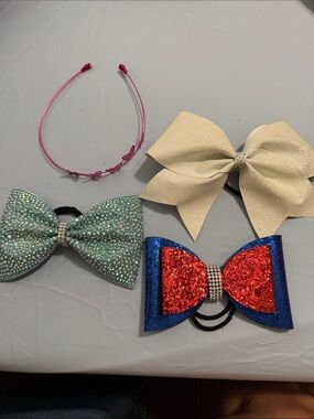 Flashy hair bows- for competition/ parades /dress up- glittery-